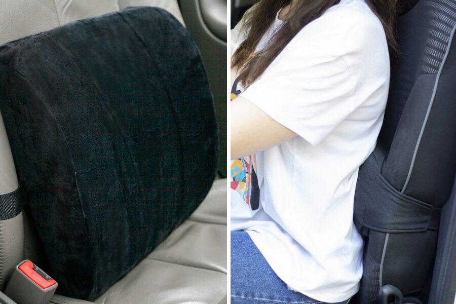 Pán sedí za volantom v správnej polohe, aby predišiel bolestiam chrbta