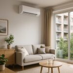 Moderná klimatizácia nainštalovaná v obývačke bytu